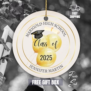 Personalized Graduation Ornament Class of 2025, Custom Grad Gift, Any School, Gift for Senior, College Graduate, High School, University