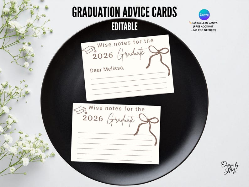 Good Graduation Note Graduation Advice Cards Printable, Editable Coquette Bow 2026 Graduate ...