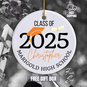 2025 Personalized Graduation Ornament, Custom Cap Color, Class of 2025, Gift for Senior, College Graduate, High School, University