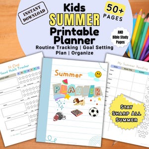 Kinder Wochenplan | Bibelleseplan | Kalender Stundenplan | Routine | Checkliste | Habit Tracker | Wunschliste | Sommer Reise | Organisieren