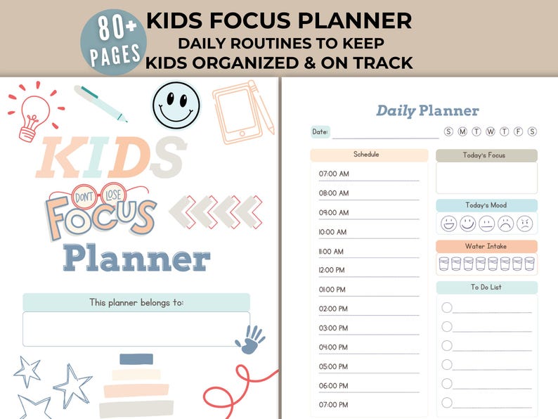 Kids Routine Planner Printable, Daily Organization, Socialization ...