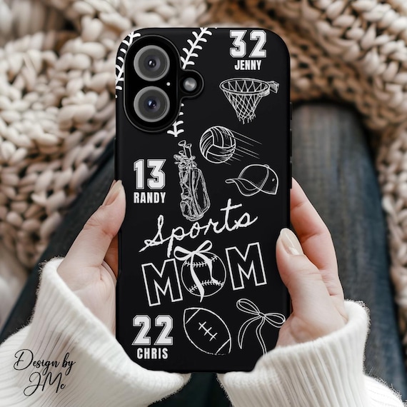 Personalized Sports Mom Phone Case, Football, Golf, Basketball, Baseball, Volleyball, iPhone & Samsung, Sport and Team Color Options