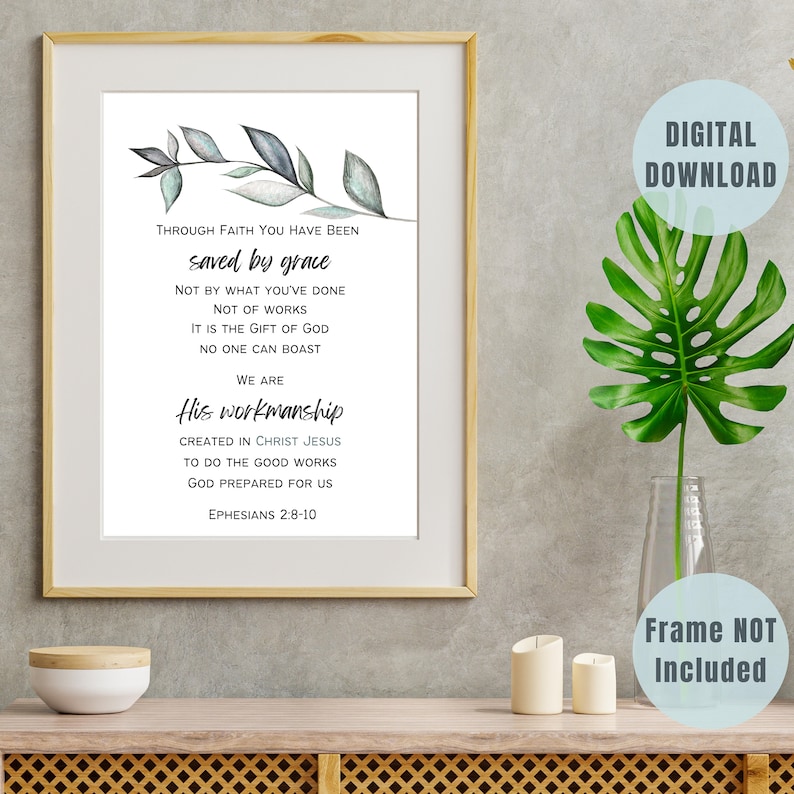 Printable Bible Verse Wall Art, Scripture Wall Art, Ephesians 2:8-10 ...