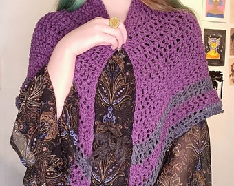 Châle en crochet violet, outlander shawl