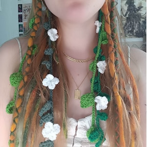 Bijoux amovibles pour cheveux et casque - Plantes au crochet - Coiffure cottagecore, fairycore, féérique