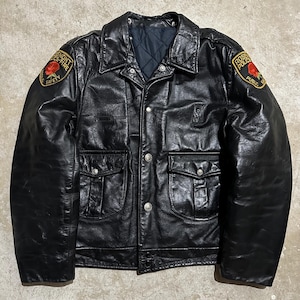 RALPH EDWARDS 1960年代POLICE ライダースジャケット古着 古着 70s USA製 BROOKS 本革 レザー ダブル ライダース