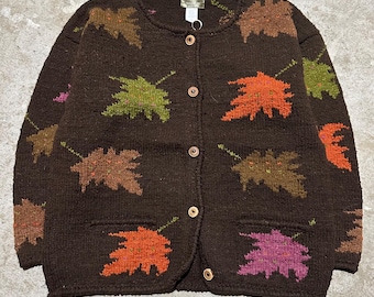 Vintage 80s LL Bean Alpaca Wool Snowflake Cardigan - Women's Large