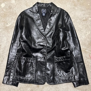 ジャケット・アウター 90s GAP leather coat VINTAGE Gap Leather Jacket Mens S Black Full Zip Coat 90s