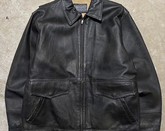 ジャケット・アウター cow leather jacke vintage old gap Classic Gap Men's Black Leather Jacket - Immaculate