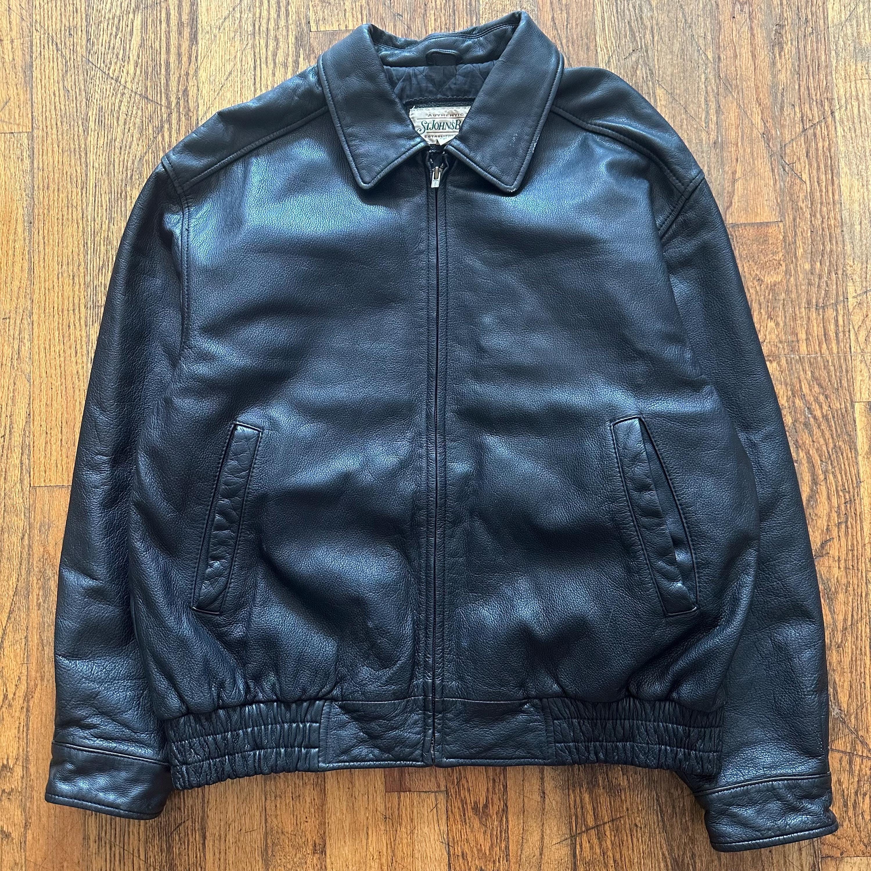 Vintage 90's St.john's Bay Panneled Leather Zip Front Men's