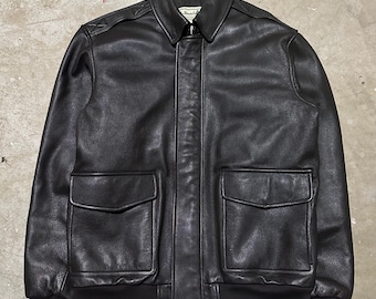 Vintage L.L. Bean Leather Bomber Jacket Size 46 - Etsy