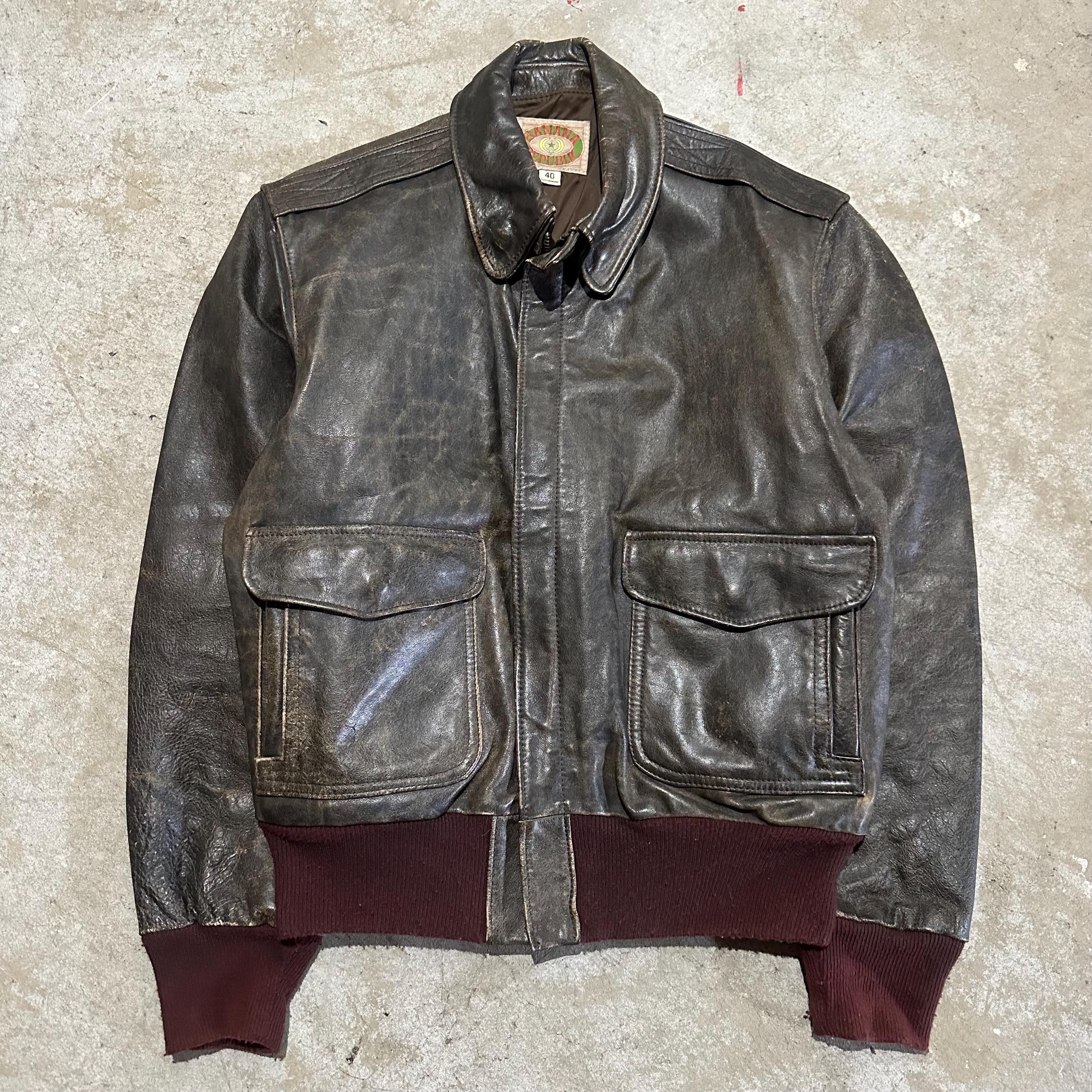 Vintage 90's Banana Republic Safari Brown Leather Harrington A2