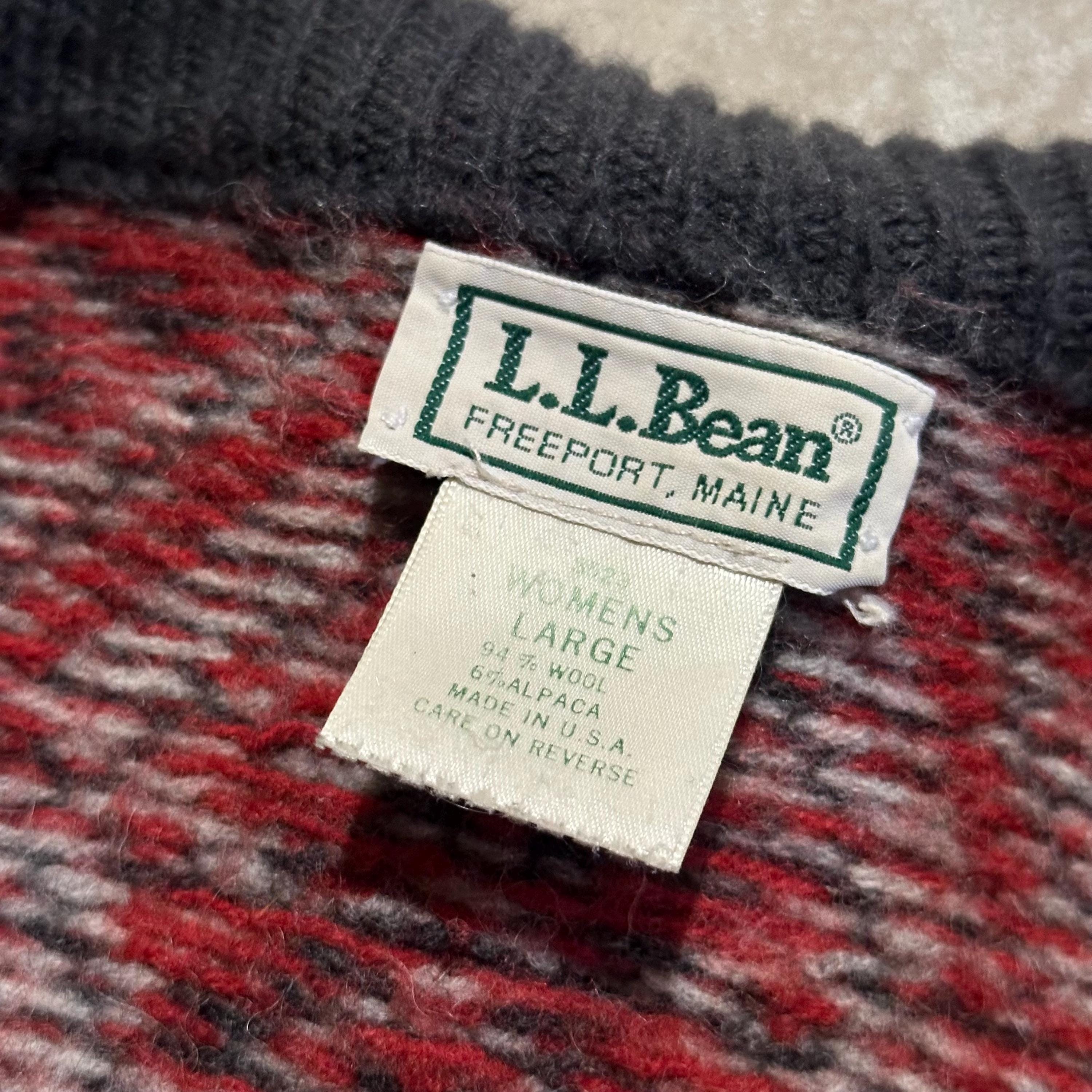 80s L.L.Bean USA製 Wool×Alpaca D’s Vintage 80s LL Bean Alpaca Wool Snowflake Cardigan - Women's Large
