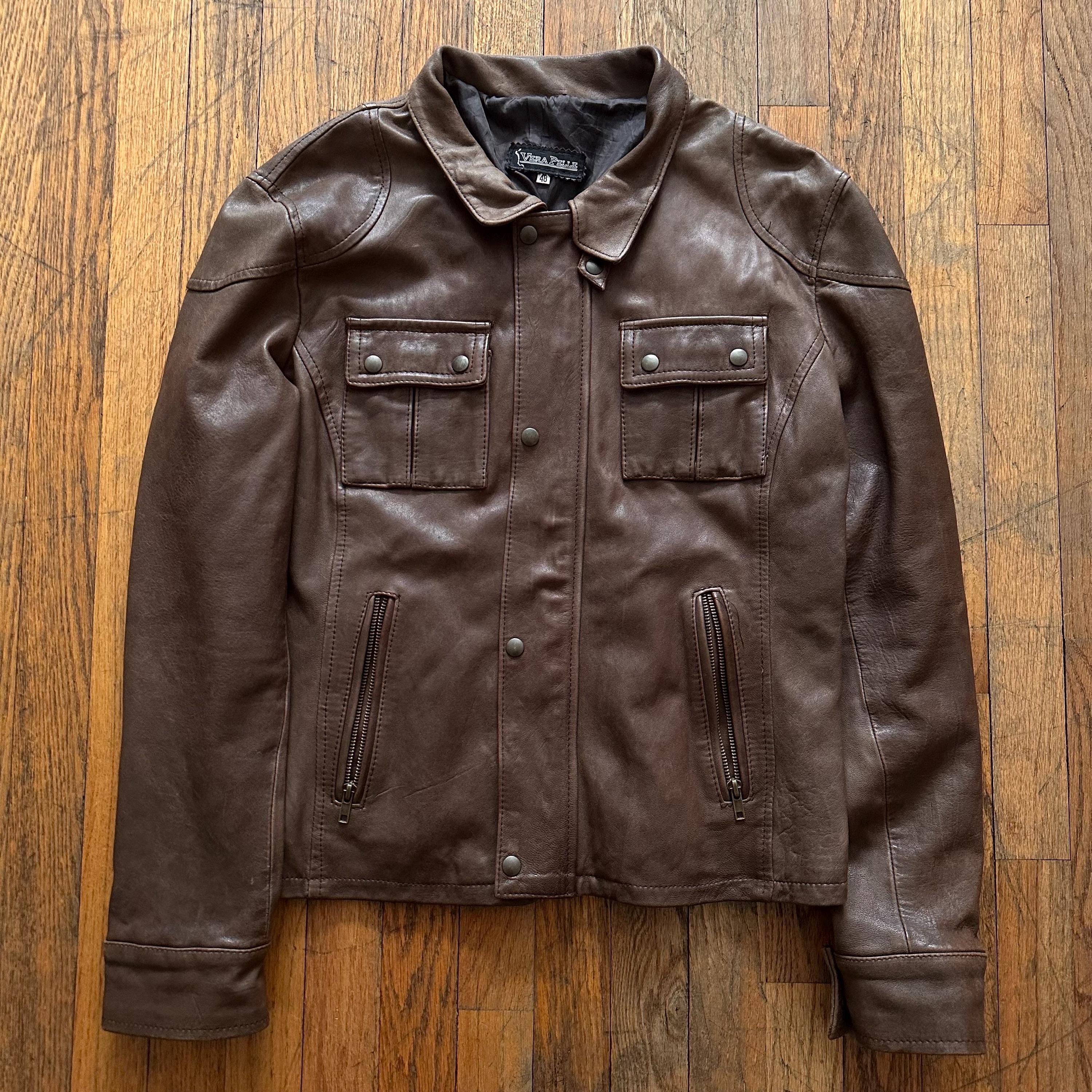 Vera Pelle Leather Jacket - Etsy Vera Pelle Leather Jacket - Etsy
