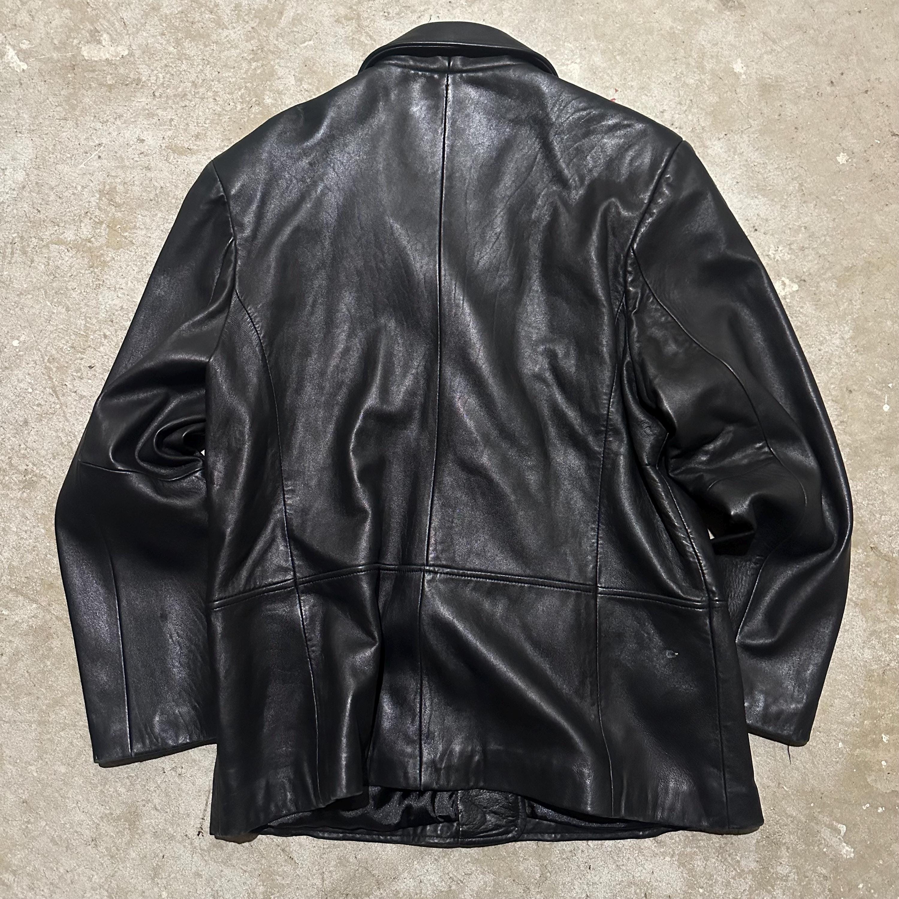 Vintage 90's Sonoma Genuine Lamb Skin Long Leather Button Down