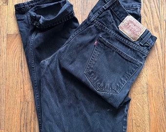 Vintage 90’s Levi’s 550 Essential Black Denim Jeans Relaxed Baggy Tappered Fit Size 34