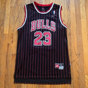 Vintage 90’s Michael Jordan NBA Chicago Bulls 23 Nike Basketball Pinstripe Stitched Jersey Size XXL