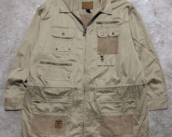 Vintage jaren 90 Polo Ralph Lauren Safari Chore-jas - licht kaki, uniseks XL