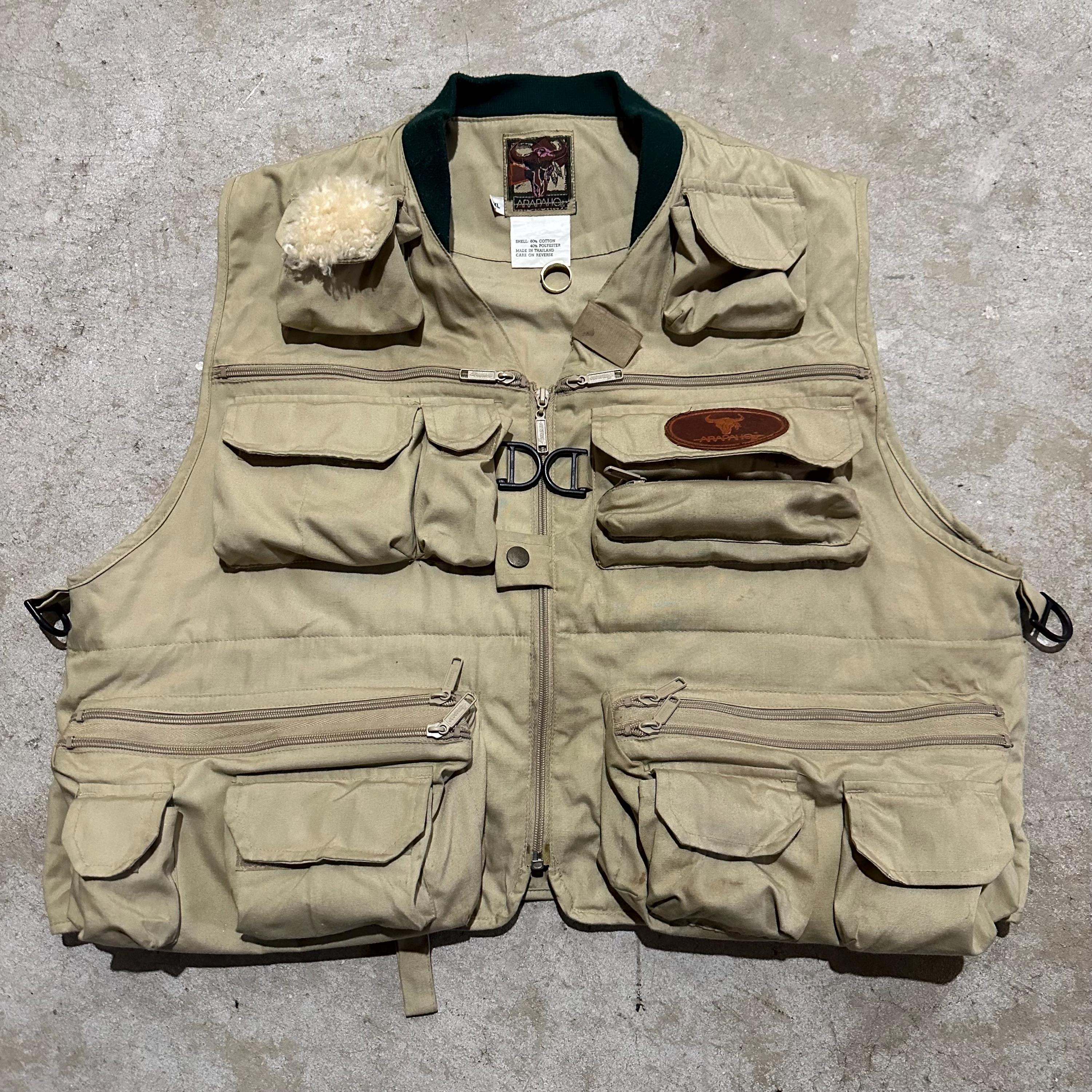 Gilet Pêche à La Mouche Gilet De Pêche à La Mouche Vintage Arapaho - Taille XL, Beige, Multiples Poches Zippées Veste Bavaroise