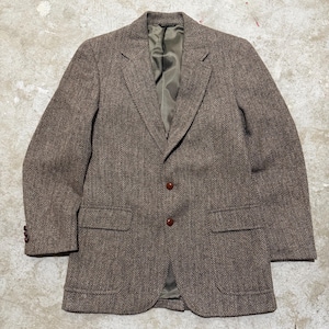 Blazer deportivo vintage de los años 60 con diseño de espiga de lana escocesa Harris Tweed marrón para hombre, talla mediana, estilo preppy.