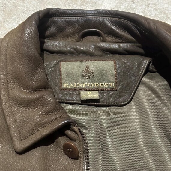 Vintage 90's Rainforest Brown Tumbled Leather Zip-up Harrington