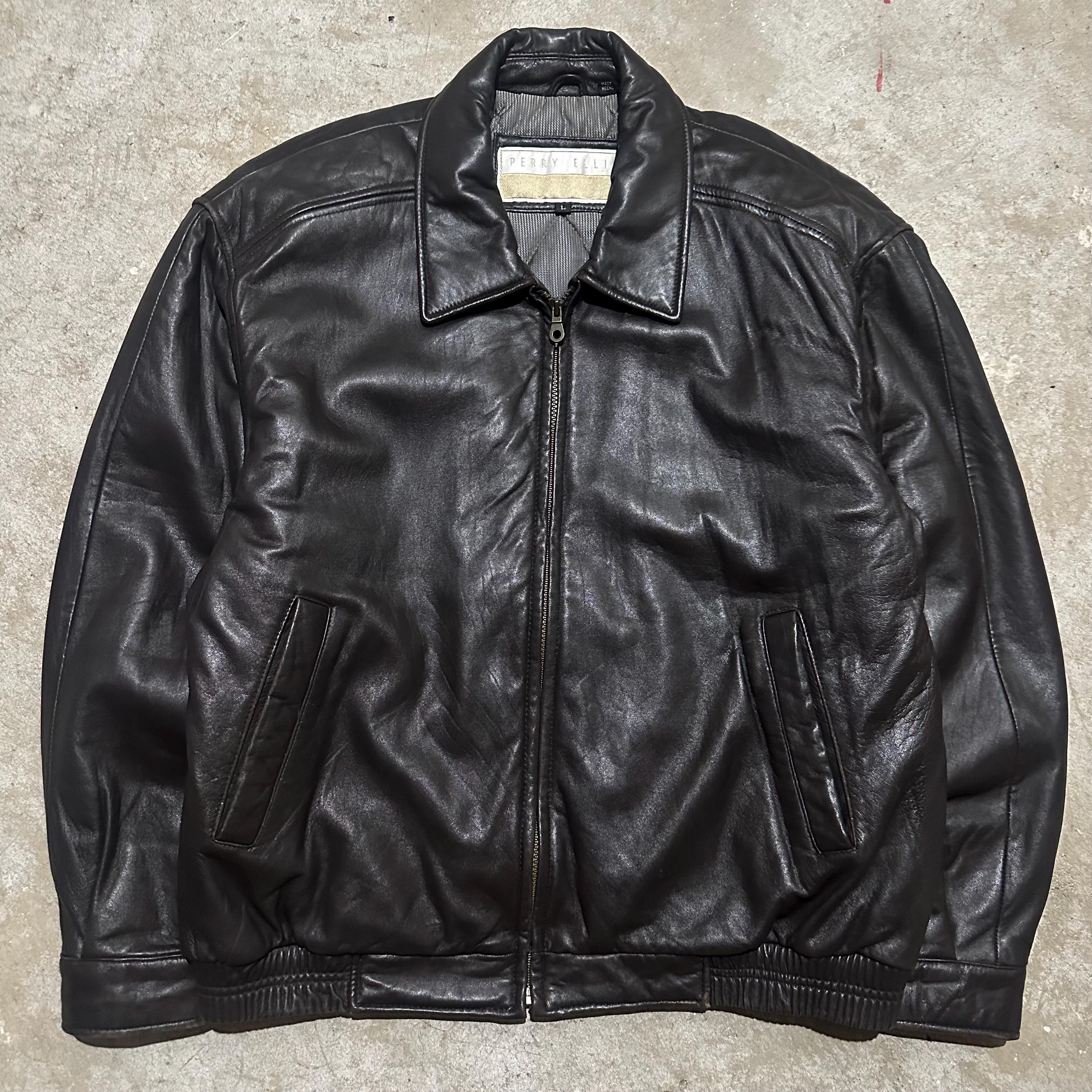 Perry Ellis Leather Jacket - Etsy