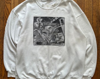 Vintage 90’s MC Escher Andaznia Abstract Surreal Art Museum Heirs Crewneck Sweatshirt Tagged Size XL