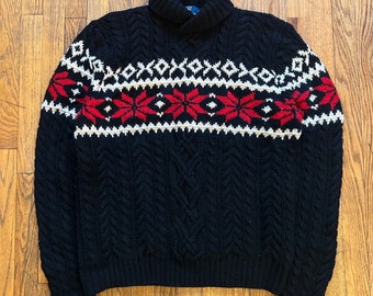 Vintage 90’s Polo Ralph Lauren CableKnit Mackinaw Fisherman Hand Knit Sweater Size XL