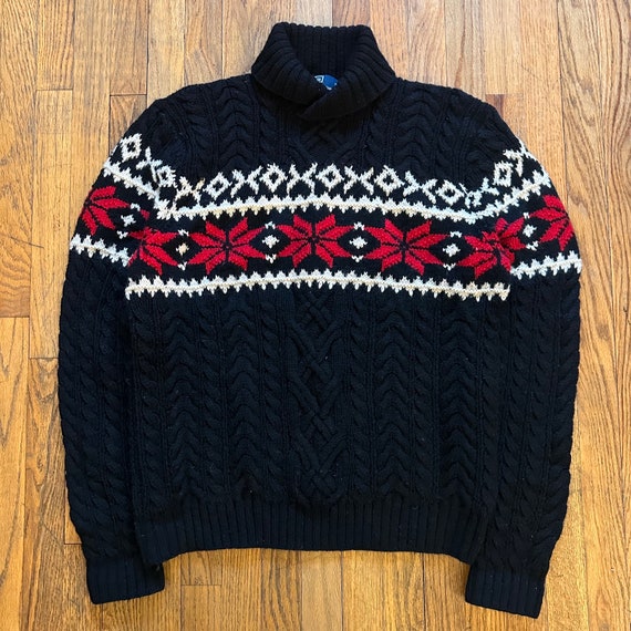 Vintage 90’s Polo Ralph Lauren CableKnit Mackinaw… - image 1