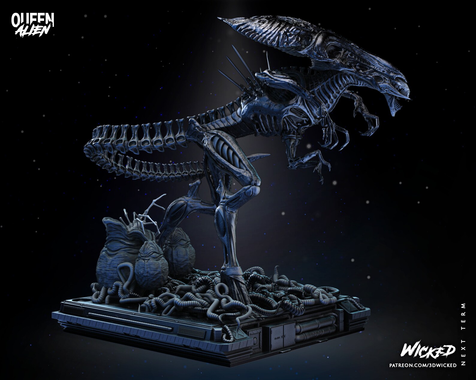 Queen Alien Xenomorph Diorama 3d Printed 1/6 1/8 Scale Resin Kit