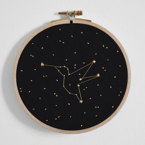 Tambour PMA brodé décoratif avec un colibri en forme de constellation pour les personnages en parcours PMA fertilité