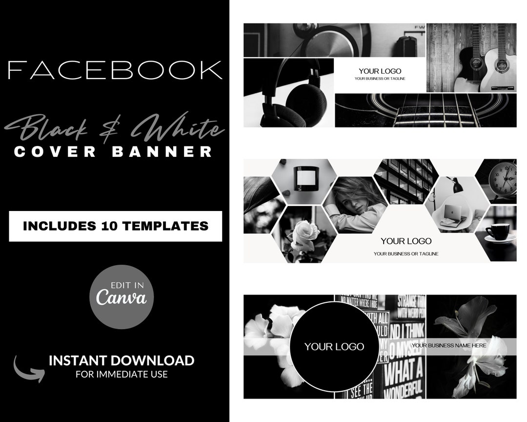 Facebook Cover Banner 10 Black & White Facebook Cover Templates Social