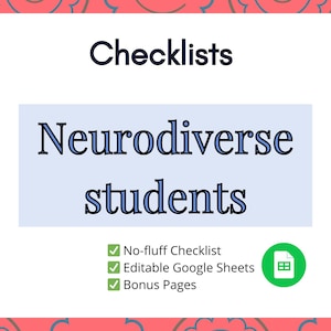 Checklists for Teachers and Educators|Teaching and Supporting Neurodivergent Students|Primary Grades|Classroom Management & Organisation|