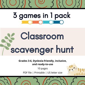 Speurtocht voor in de klas (groep 3-6) | Dyslexievriendelijke en inclusieve lesactiviteiten | Boeiende en leuke spellen (3-in-1) Direct te downloaden