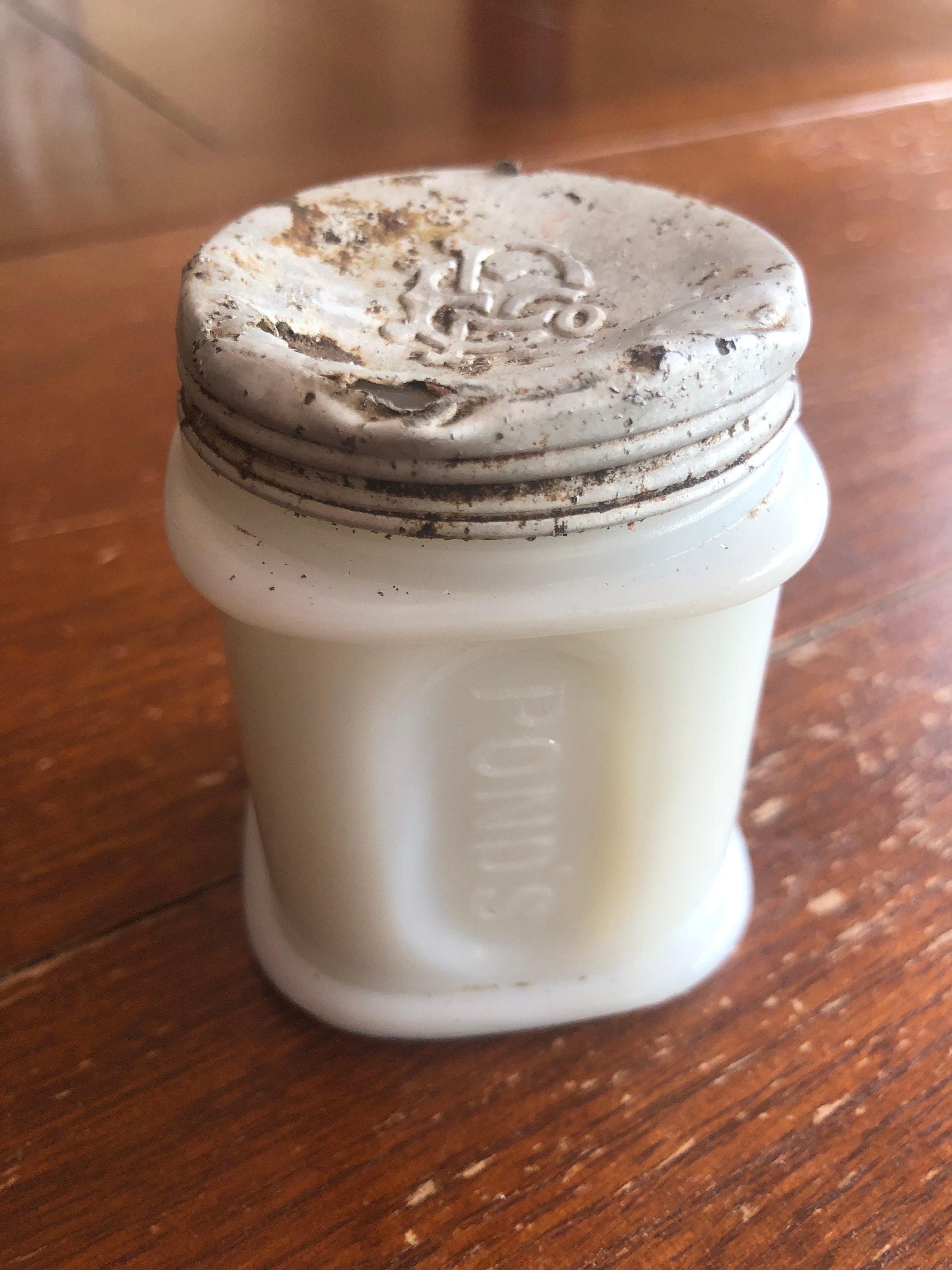 Vintage Milk Jar Glass Carafe With Unique Indented Bottom. 