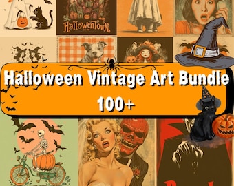 Retro Halloween Art Bundle: 100+ Vintage Prints (Digital Download)