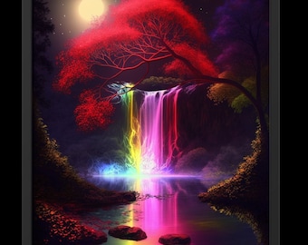 Surreal Waterfall | Digital Art Print, Wall Art, AI Generated, AI Art, Digital Download, Home Decor, Printable