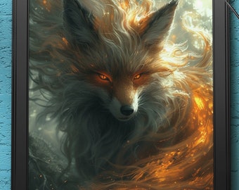 Fantasy Fox | Digital Art Print, Wall Art, AI Generated, AI Art, Digital Download, Home Decor, Printable