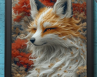 Golden Fox | Digital Art Print, Wall Art, AI Generated, AI Art, Digital Download, Home Decor, Printable