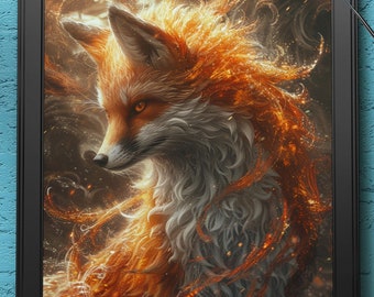 Magical Fox | Digital Art Print, Wall Art, AI Generated, AI Art, Digital Download, Home Decor, Printable