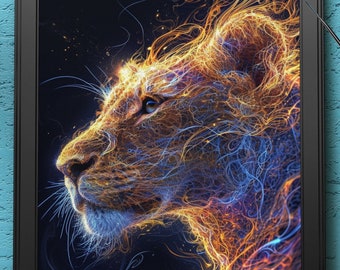 Lionne abstraite V3 | Impression d'art numérique, art mural, généré par l'IA, Art IA, téléchargement numérique, décoration d'intérieur, imprimable
