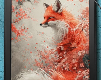 Watercolor Fox | Digital Art Print, Wall Art, AI Generated, AI Art, Digital Download, Home Decor, Printable