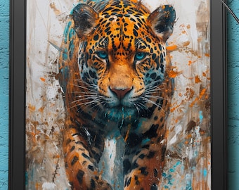 Jaguar Painting | Digital Art Print, Wall Art, AI Generated, AI Art, Digital Download, Home Decor, Printable