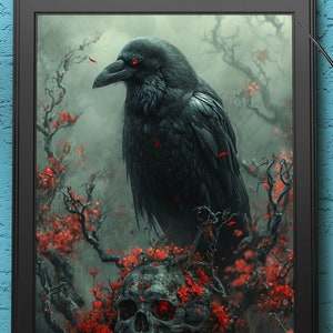 Gothic Raven 2 | Digital Art Print, Wall Art, AI Generated, AI Art, Digital Download, Home Decor, Printable
