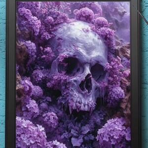 Purple Skull | Digital Art Print, Wall Art, AI Generated, AI Art, Digital Download, Home Decor, Printable
