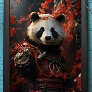 Panda Warrior | Digital Art Print, Wall Art, AI Generated, AI Art, Digital Download, Home Decor, Printable
