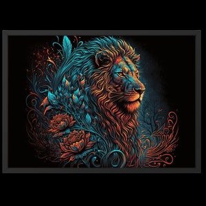 Mystical Lion | Digital Art Print, Wall Art, AI Generated, AI Art, Digital Download, Home Decor, Printable