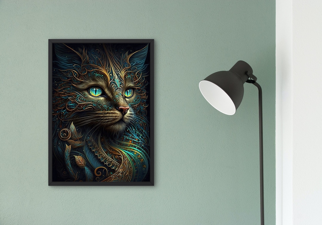 Mystical Cat | Digital Art Print, Wall Art, AI Generated, AI Art ...