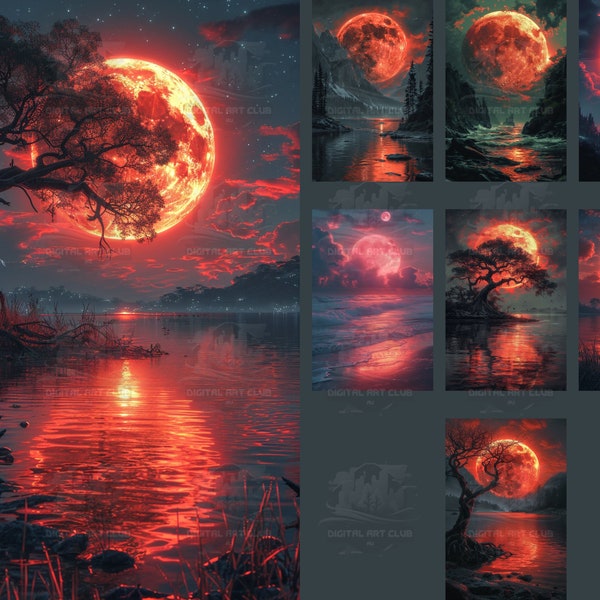 8 Blood Moon Backdrops Overlays | Overlays for Photoshop | Studio Backdrops | Digital Backdrops | Fine Art Textures