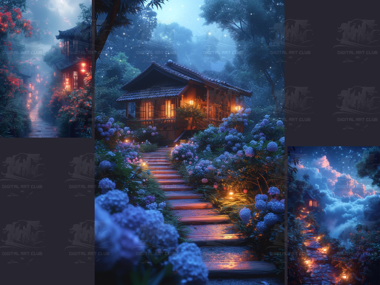 6 Cloudy Cottage Backdrops Overlays | Overlays for Photoshop | Studio ...